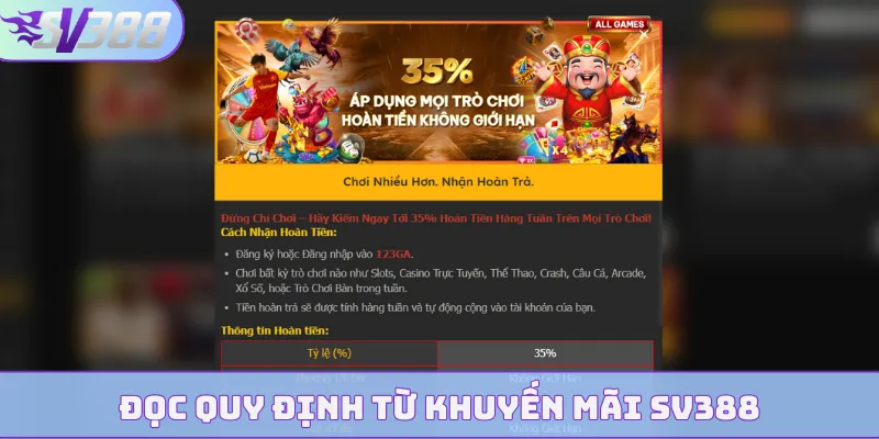 Đọc quy định nhận thưởng từ khuyến mãi SV388